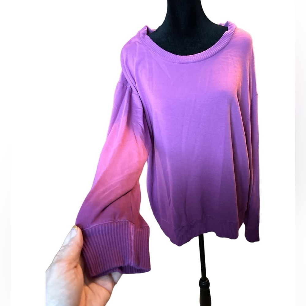 Splendid Womens Pullover Sweater Purple Ombré Long Sleeve Crew Neck XL - Picture 2 of 6
